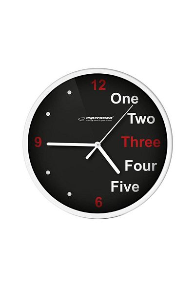 ESPERANZA Esperanza Wall Clock, Quartz Mechanism, Diameter 20 cm, White/Black