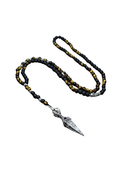 Tessero Colier barbatesc din pietre semipretioase naturale hematit si tiger e...