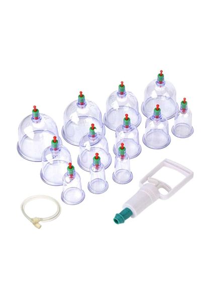Urban Trends Set 12 Ventuze Profesionale pentru Masaj cu Pompa Vacuum URBAN TRENDS®, Anticelulita, Relaxare, Alb