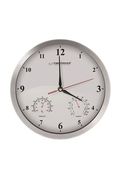 ESPERANZA Esperanza EHC008W Washington wall clock, with thermometer and hygrometer, silver with white, 305x40mm
