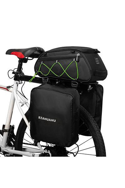 Choice Green 3 in 1 Bike Rack Bag Trunk Bag Waterproof Bicycle Rear Seat Bag Cooler Bag with 2 Side Hanging