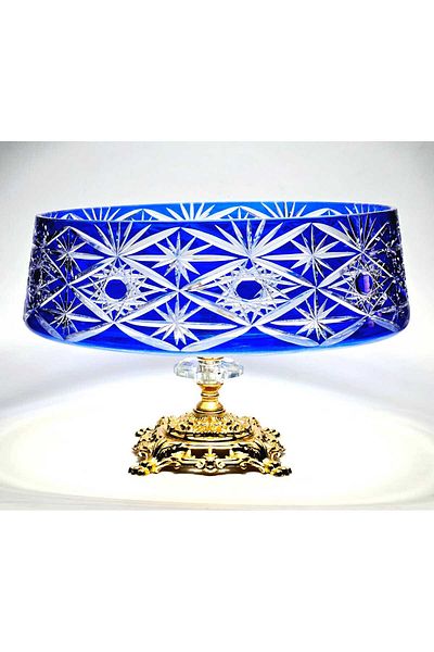 Kristal Market Handmade Crystal Avant-Garde Vision Mercury Decorative Presentation Bowl with Stand