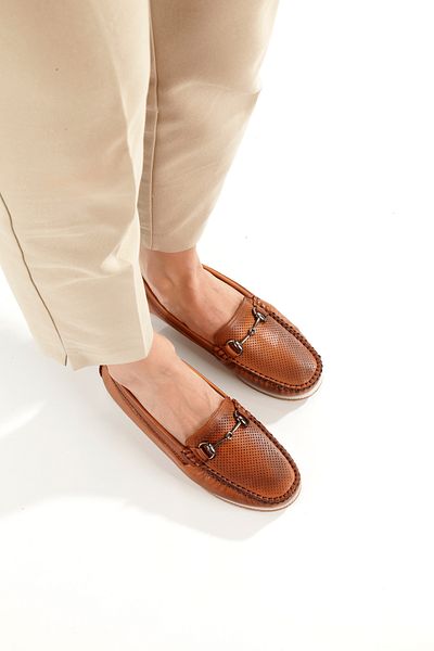 ARTI ARTI AYAKKABI Plus-Plus001-Summer 501-Buckle -Genuine Leather Daily Women's Taba Ballerina Shoes