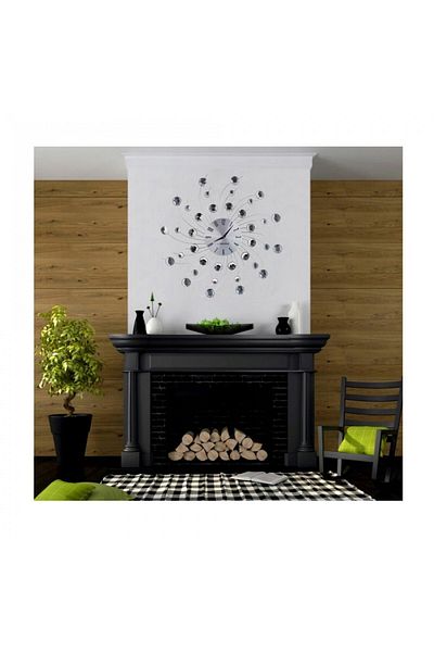 ESPERANZA Esperanza Geneva EHC004 wall clock, 50 cm diameter, Crystal elements, Silver