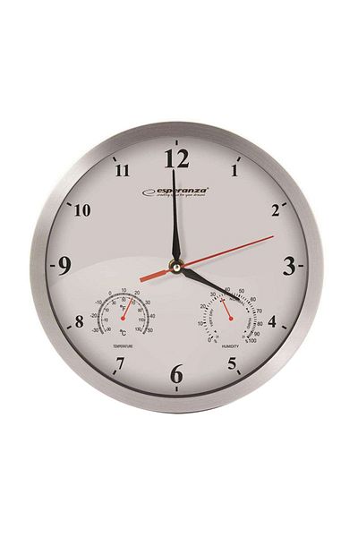 ESPERANZA Esperanza Wall Clock, Temperature, Humidity, Quartz Mechanism, Aluminum