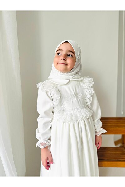 Hly Karol Tasarım Girls' Hijab Dress, Ceremony Dress, Hijab Suit Suitable for 3-12 Years Old