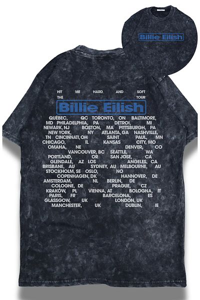 Fuddy Moda Υπερμεγέθη μπλουζάκι Billie Eilish Tour με στάμπα που πλένεται, Unisex μπλουζάκι με θέμα το άλμπουμ Billie Eilish