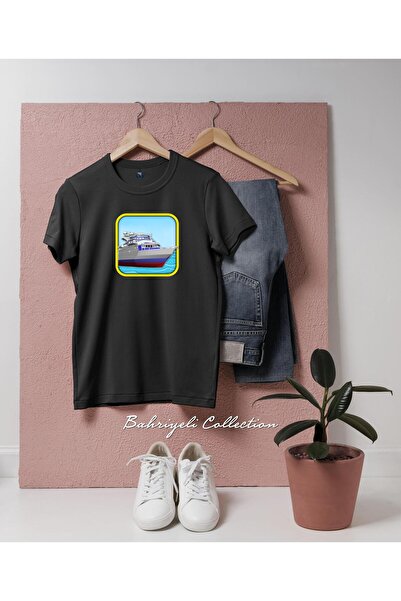 Bahriyeli Collection تي شيرت للجنسين بتصميم سفينة عسكرية كبيرة الحجم