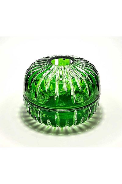 Kristal Market Handmade Crystal Vicente Patterned Decorative Presentation Holder with Lid Napkin Holder