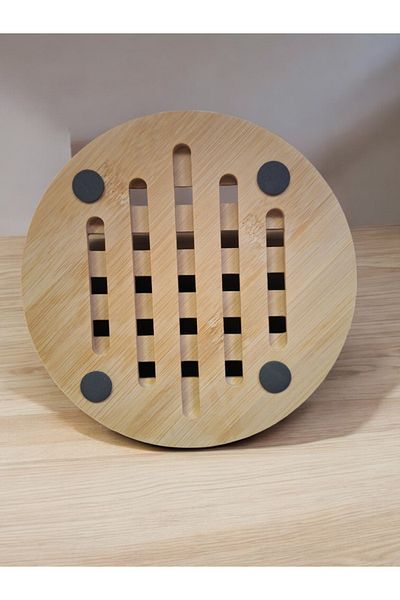 EMPA A V M 2 Pcs Round Bamboo Tray Tea Pot Mat