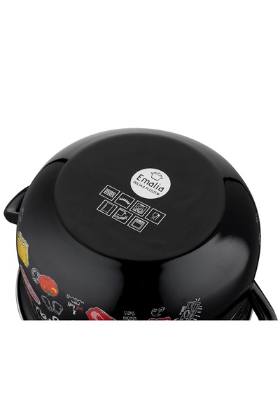 FLORINA Black Enamelled Pot with Glass Lid 20 cm