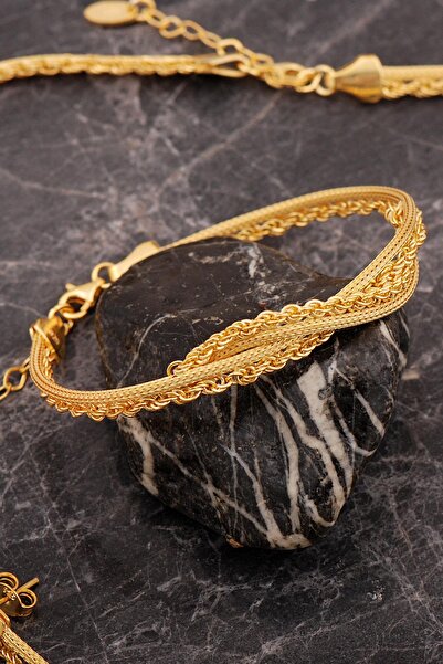 Sümer Telkari Halat Model Dorissa Hasır Burgu Altın Kaplama Elişi Gümüş Set 2856