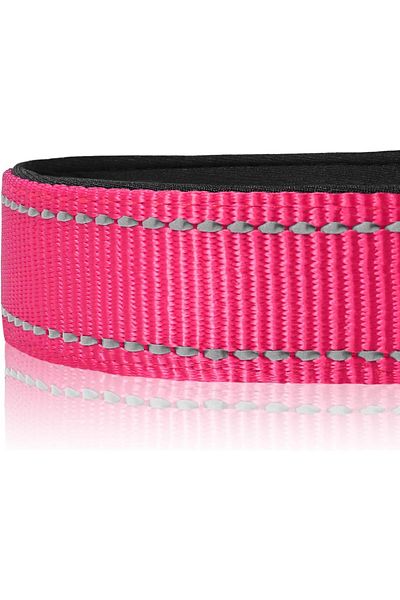 JoyTakı Joytale reflective dog collar, nylon, pink/black, size S