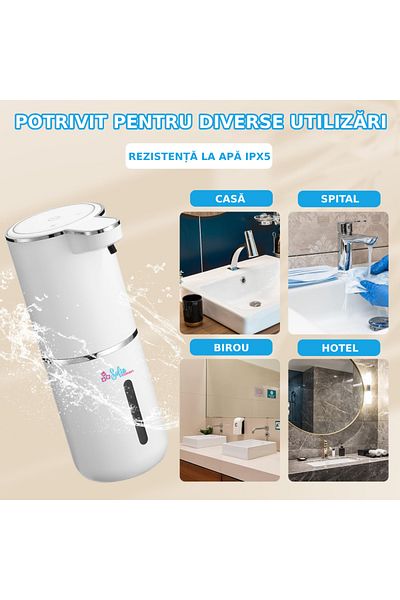 Sofia Concept Sofia CONCEPT® Automatic Liquid Soap Dispenser, Motion Sensor, 4 Levels, IPX5, 800mAh, 380ml, White