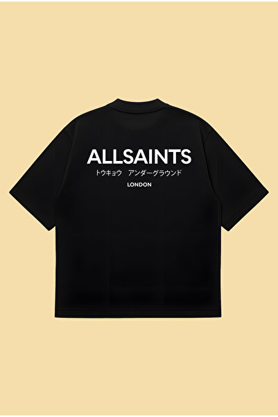 PURE POWER تي شيرت Allsaint London Boxy Fit كبير الحجم للجنسين - تي شيرت مطبو...