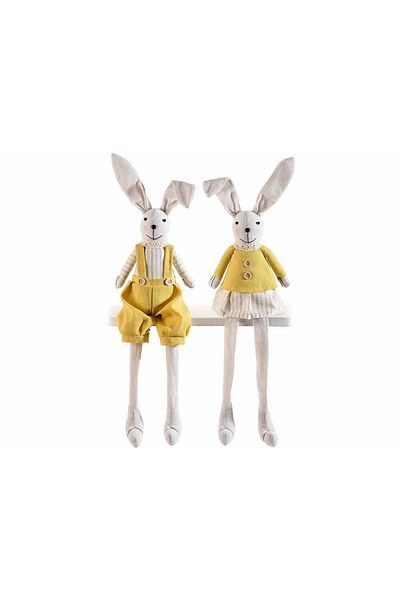 Decorer Set 2 figurine Iepurasi Paste textil 11x7x60 cm