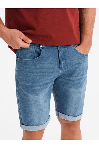 OMBRE Herren Jeansshorts mit hochgekrempeltem Bein - blau V2 OM-SRDS-0164 M
