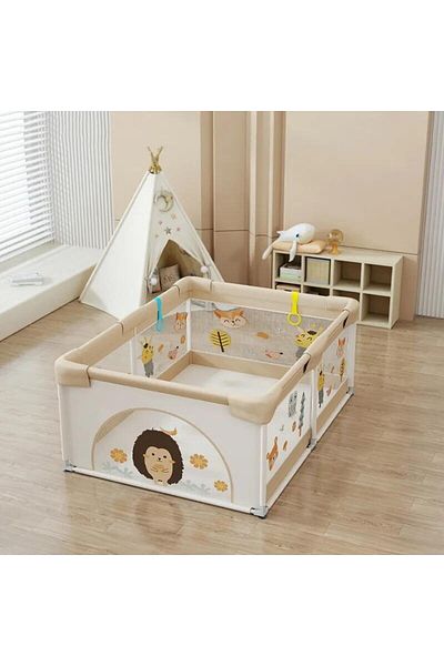 SMARTECH Playpen for children, activity center, indoor and outdoor use, with protective net, door, mat and ba
