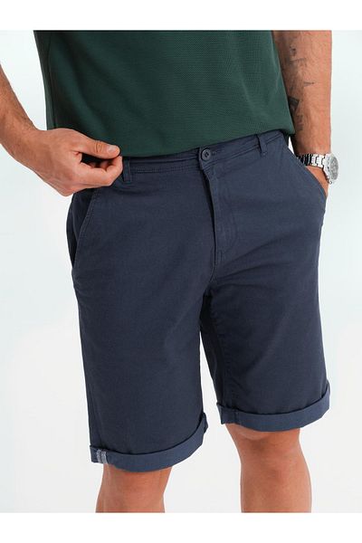 OMBRE Klassische Herren Chino-Shorts mit hochgekrempeltem Bein - Marineblau V10 OM-SRCS-0197 S