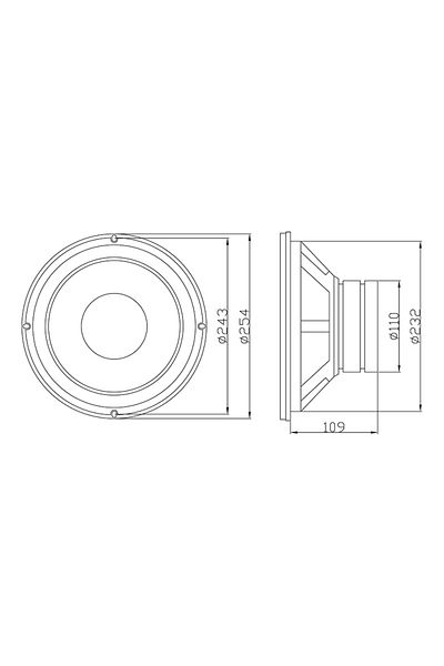 Blow Woofer speaker, polypropylene cone, 10", 400W, 8Ohm, Blow GDN25