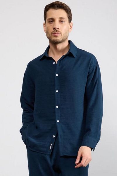 thesunfyre Men's Oversize Cut Linen Look Shirt
