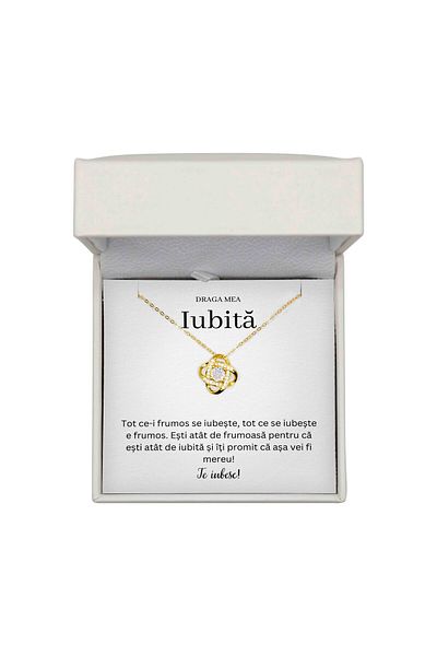 The Jewel Heart Colier Cu Mesaj Pentru Ea – Argint 925 Placat Cu Aur, Ambalaj Cu Lumină Inclus