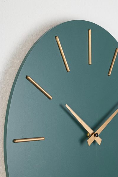 Bizzotto Wall Clock Green-Gold Time Line 40x5 cm