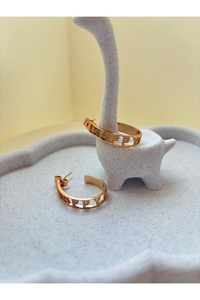 D&B Happy Oval Hoop Steel Earrings