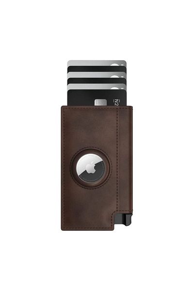 zeevos Leather wallet, ZEEVOS, aluminum card holder, AIRTAG compatible, RFID card protection, minimalist,