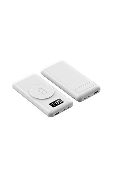 ideal STORE Φορητό Power Bank IdealStore, 10.000 mAh, Οθόνη LED, Γρήγορη Φόρτιση, Ασύρματη Φόρτιση, Λευκό Edi