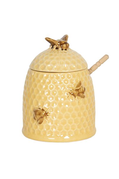 Clayre & Eef Ceramic Honey Jar 11x14 cm