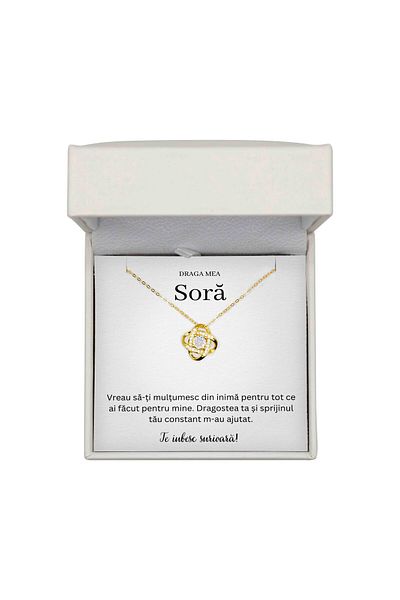 The Jewel Heart Colier Din Inimă pentru Sora Mea – Bijuterie Din Argint 925 Aurit, Cutie Premium Inclusă