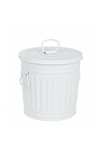 Bizzotto White Zinc Trash Bin London 22x18.5x21.5 cm