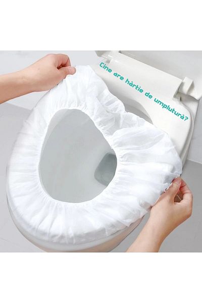 Sprise Huse colac WC Set huse scaun toaleta, Unica folosinta, elastic, alb, 10 bucati