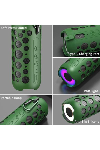 zeevos portable wireless speaker with built-in Bluetooth headphones, HI-FI stereo, 360° surround,
