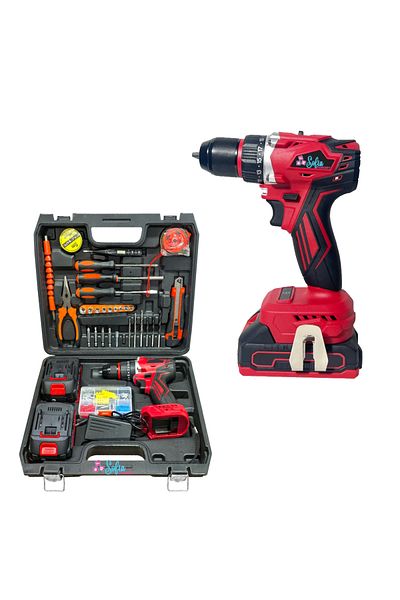 Sofia Concept Drill and Screwdriver, 2 Batteries 1500 mAh Li-Ion, 1500 RPM 30 Accessories, Red