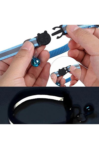 Cerioll AirTag holder collar, nylon, blue/black, 33 cm