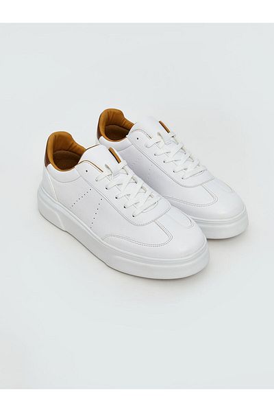 LC Waikiki LCW STEPS Pantofi sport pentru bărbați cu șireturi cu aspect de piele albă