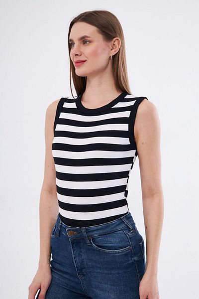 ufukmoda Women's Ribbed Lycra Cotton Crew Neck Sleeveless T-Shirt Undershirt