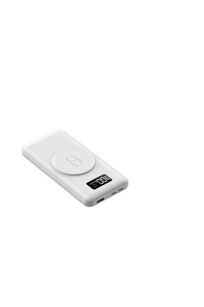 ideal STORE Φορητό Power Bank IdealStore, 10.000 mAh, Οθόνη LED, Γρήγορη Φόρτιση, Ασύρματη Φόρτιση, Λευκό Edi
