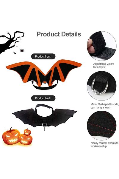 Butyeak Halloween costume for dogs/cats, fabric/felt, black/orange, universal size