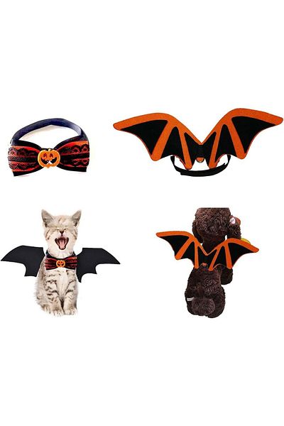 Butyeak Halloween costume for dogs/cats, fabric/felt, black/orange, universal size
