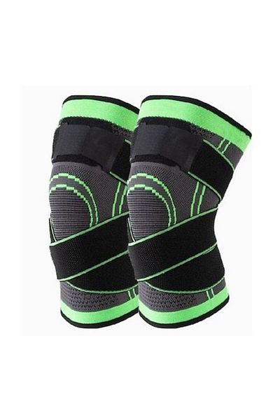 Urban Trends Set of 2 U TRENDS® Premium Knee Pads, Universal Size, with Support Straps, Black-Green
