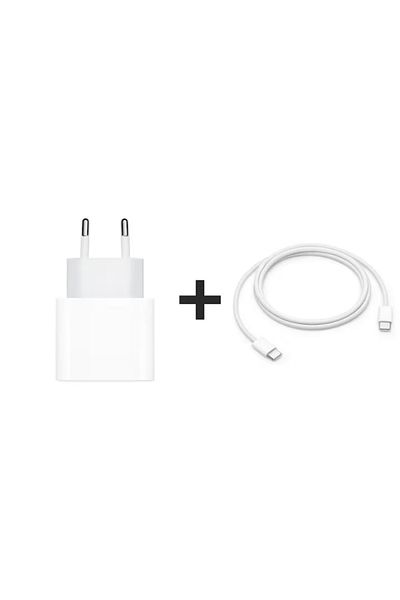 FIXLY SET: Apple wall charger, USB Type C, 20W + Apple USB - C data cable (1m)