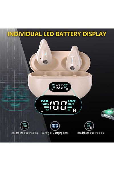 zeevos r15 wireless headphones, open-ear, bluetooth 5.3, true wireless, sports model, ear clip,