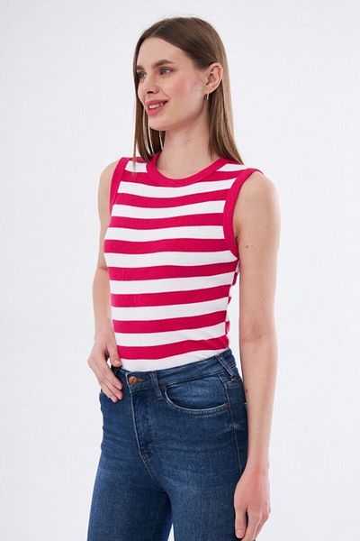 ufukmoda Women's Ribbed Lycra Cotton Crew Neck Sleeveless T-Shirt Undershirt