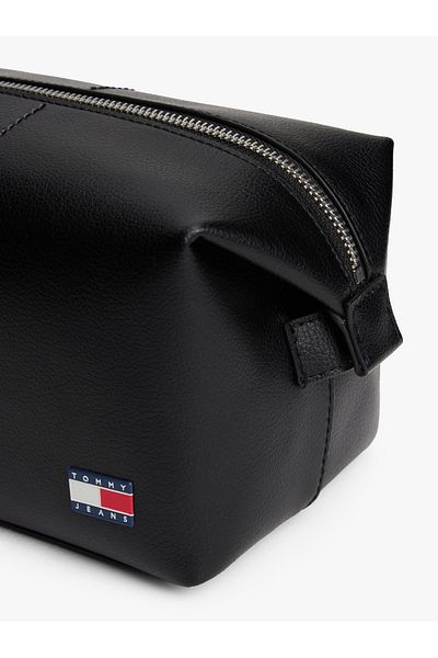 Tommy Hilfiger Men Black Heritage Leather Washbag