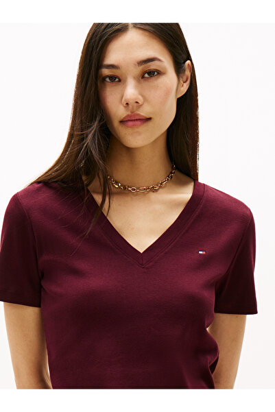 Tommy Hilfiger Tommy Hilfiger Women Deep Burgundy Slim Cody Short Sleeve T-Shirt