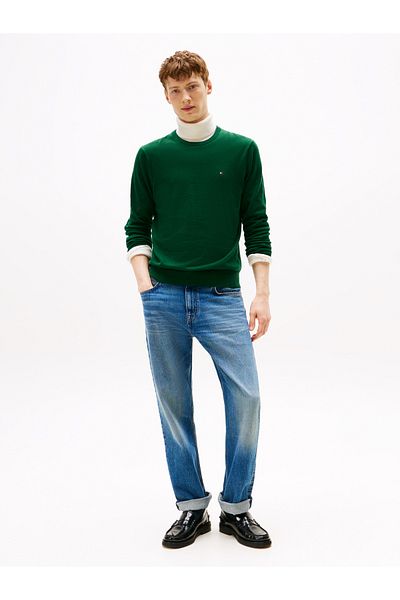 Tommy Hilfiger Men Ornamental Green Essential Ssnl Cotton Sweater