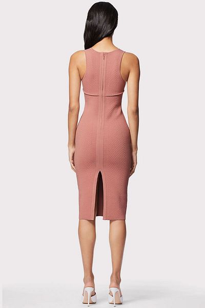 Herve Leger ROCHIE MIDI CU DECOLARE OTOMANĂ - HERVE LEGER - ALB, M